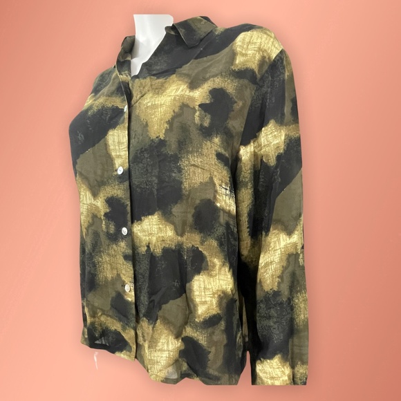 70's 80's Disco Fever, Hipster button down polyester shirt shoulder pads too~ - Picture 2 of 4